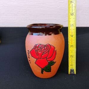 La Rosa Red Rose Ceramic Cup Mug— Terracotta and Brown